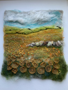 Amanda, felt landscape, hand embroidery and organza flowers.jpeg